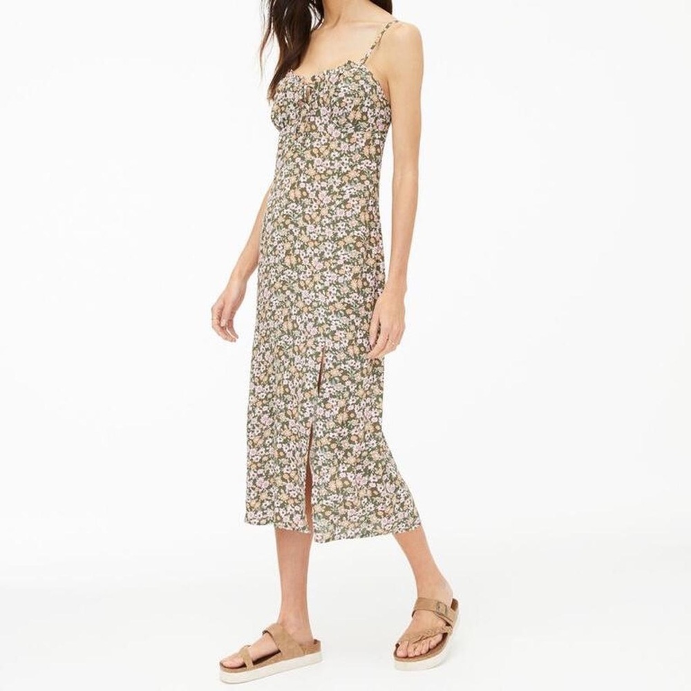 Aeropostale | Floral Notch Neck Tie-Front Midi Dress